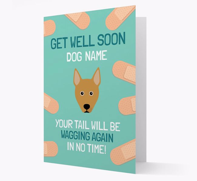 Personalized 'Get well soon {dogsName}' Card with {breedFullName} Icon